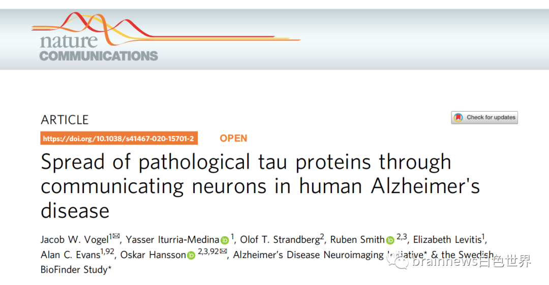 Nat Commun：解析人腦中tau蛋白的傳播模式以及和Aβ斑塊互作關(guān)系