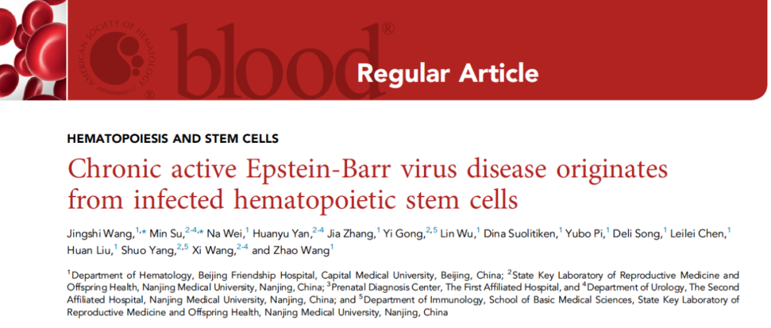 BLOOD：王昭、王晶石等教授揭示EBV感染造血干细胞在CAEBV起源中的关键作用