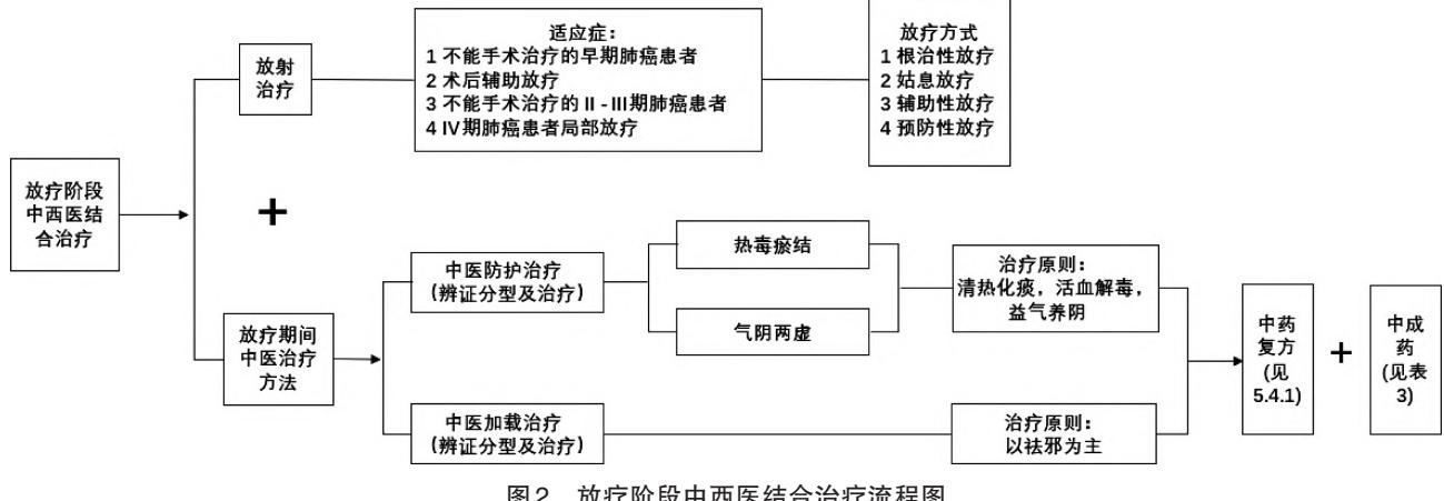 【肺癌放疗中西医结合诊疗流程图】放疗阶段中西医结合治疗流程图
