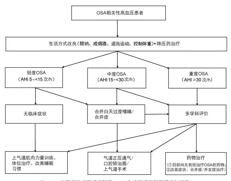 【2023阻塞性睡眠呼吸暂停相关性高血压临床诊断和治疗专家共识】OSA相关性高血压治疗流程图