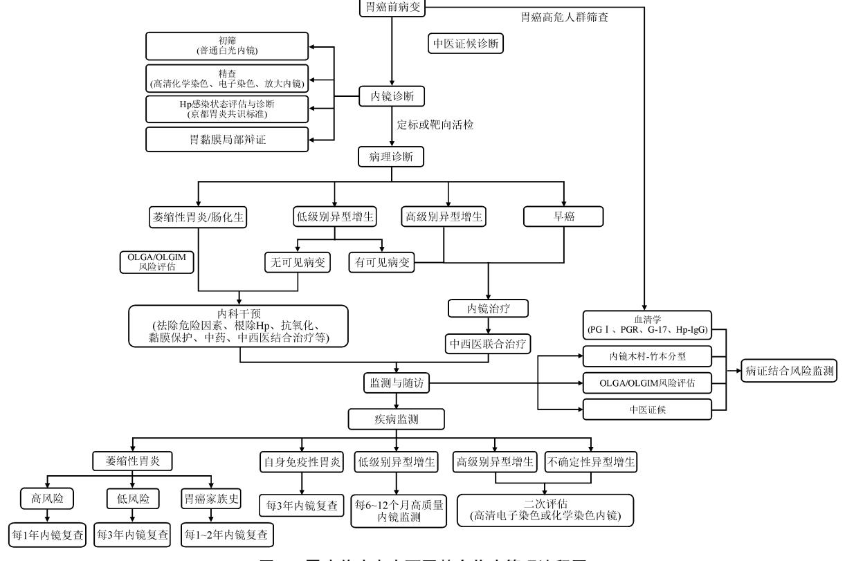 【中国整合胃癌前病变临床管理指南】胃癌前病变及高危人群筛查管理流程图