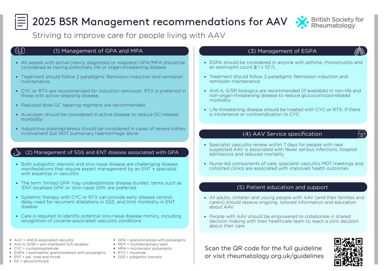 【The 2025 British Society for Rheumatology management recommendations for ANCA-associated vasculitis】BSR 2025 AAV Management Framework
