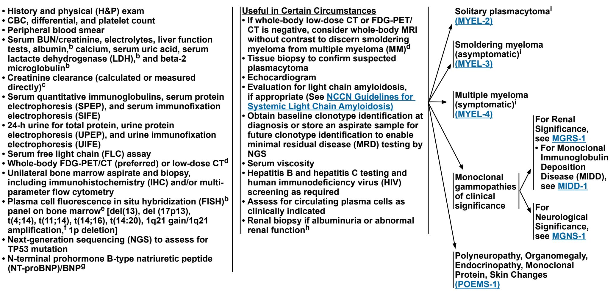 【NCCN Clinical Practice Guidelines in Oncology:Multiple Myeloma (Version 3.2026)】Diagnostic Workup Algorithm for Plasma Cell Neoplasms