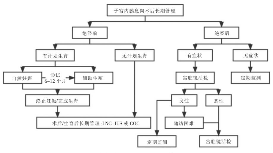 【子宫内膜增生性疾病长期管理专家建议】子宫内膜息肉术后长期管理流程图