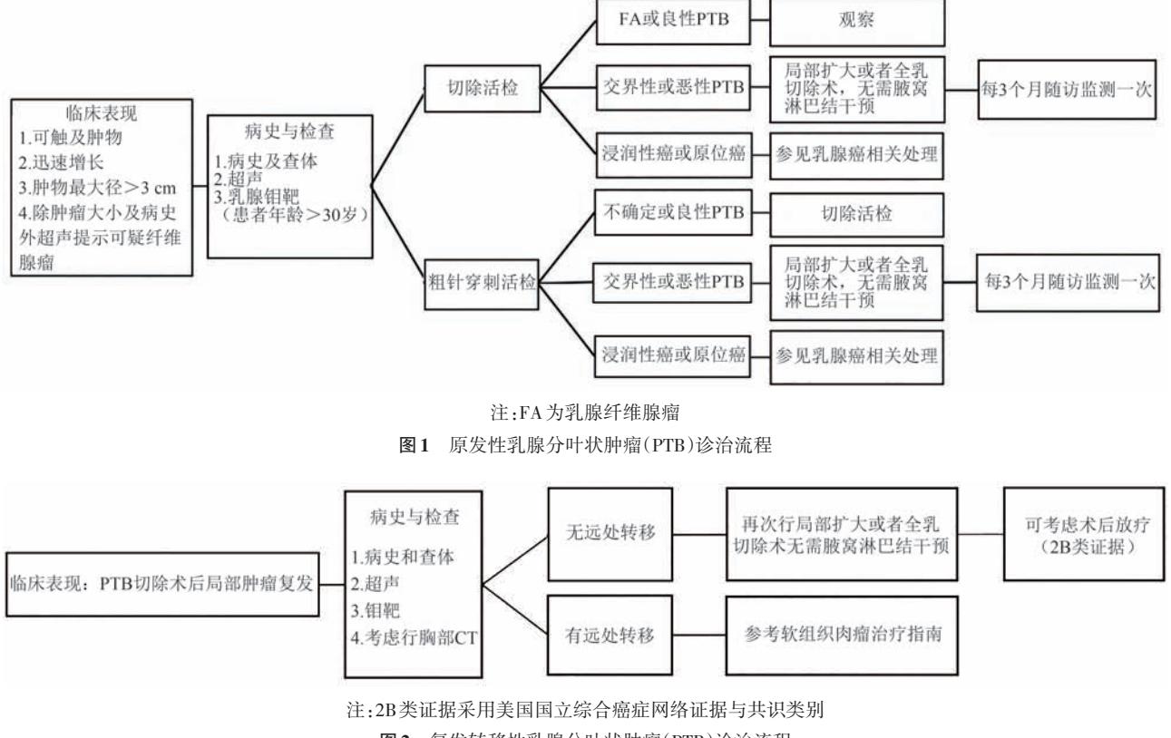 【中国女性乳腺分叶状肿瘤诊治专家共识】原发性乳腺分叶状肿瘤诊治流程图