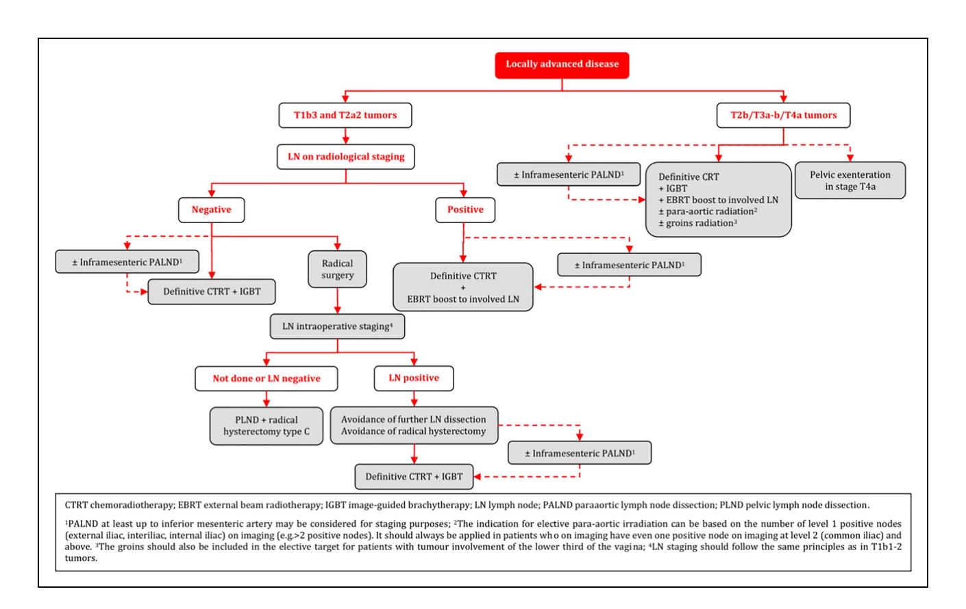 FLOWCHART/Clinical treatment algorithm | body_region: pelvis | specialty: Gynecologic Oncology | summary: A clinical decision-making flowchart for fertility-sparing treatment in early-stage cervical cancer based on lymph node status, tumor stage, and LVSI.