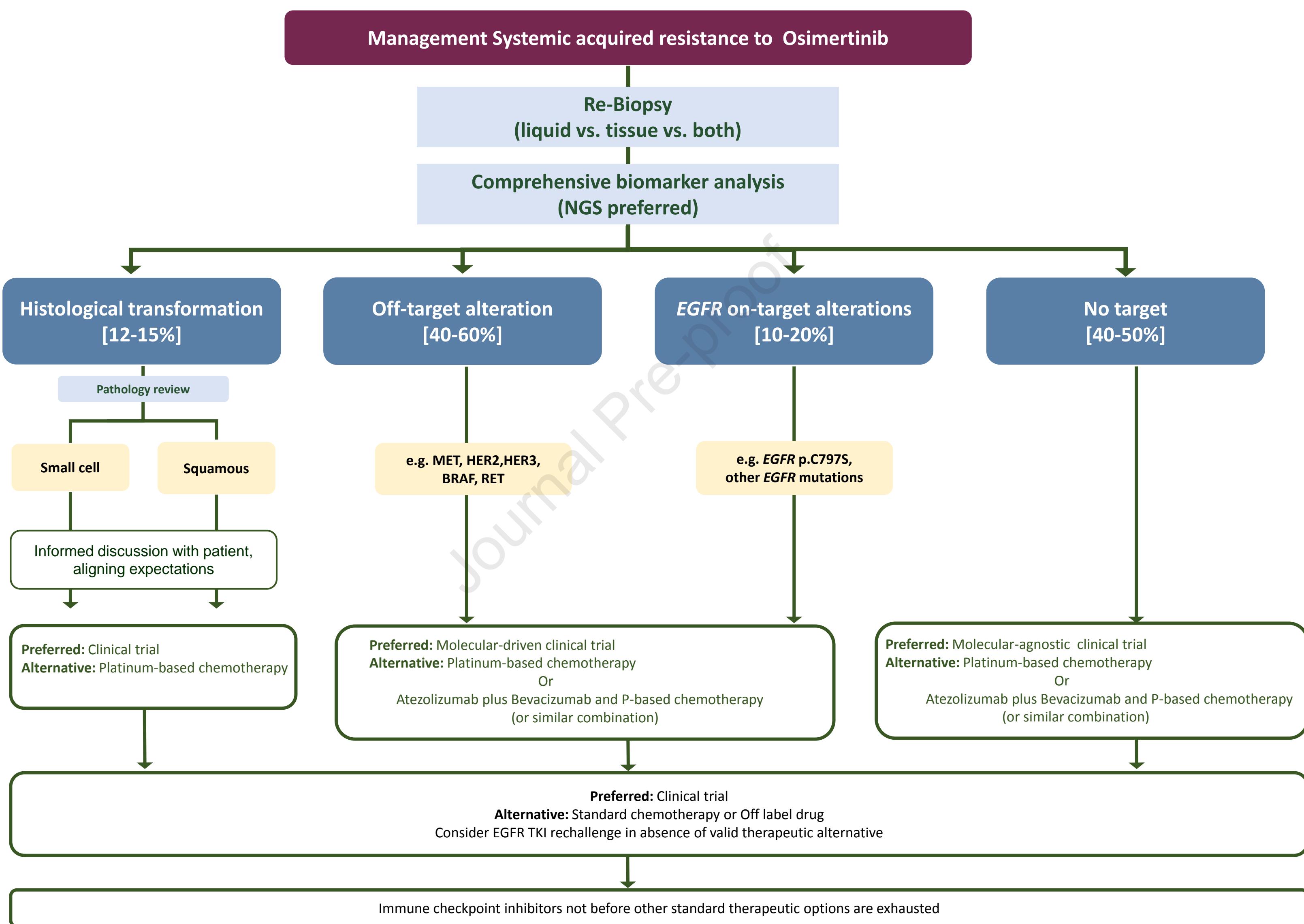 【NCCN Clinical Practice Guidelines: Non-Small Cell Lung Cancer】Systemic Acquired Resistance to Osimertinib Management Algorithm