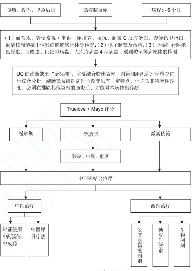 【溃疡性结肠炎中西医结合诊疗指南】溃疡性结肠炎诊疗流程图