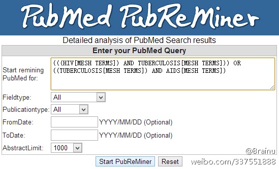 利用PubReMiner汇总分析PubMed查询结果提高查询效率