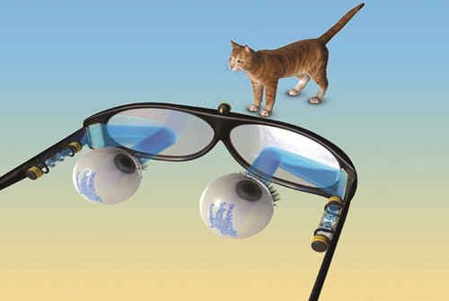 通过光遗传学方法治眼疾的眼镜假想图