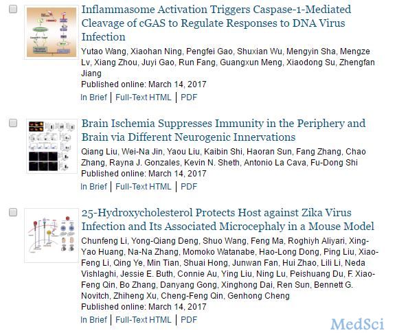 Immunity：中国学者同期<font color="red">4</font>篇论文，聚焦免疫进展