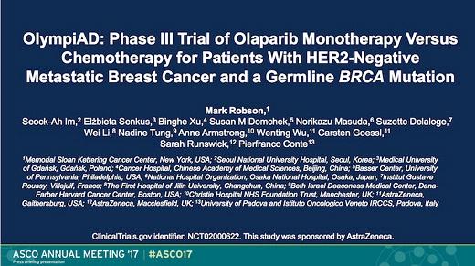 ASCO：奥拉<font color="red">帕</font><font color="red">尼</font>可延缓BRCA相关的转移性乳腺癌进展 ——PARP抑制剂有望在乳腺癌治疗中扮演重要角色