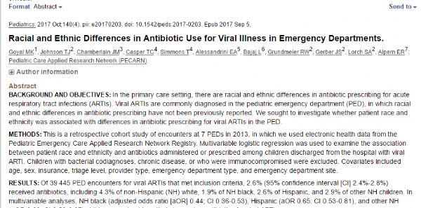 Pediatrics：抗菌药物治疗<font color="red">病毒性</font>ARTI竟存在民族和种族差异？