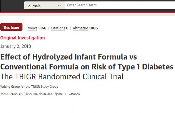JAMA：普通<font color="red">牛奶</font><font color="red">奶粉</font>不会增加婴幼儿糖尿病风险