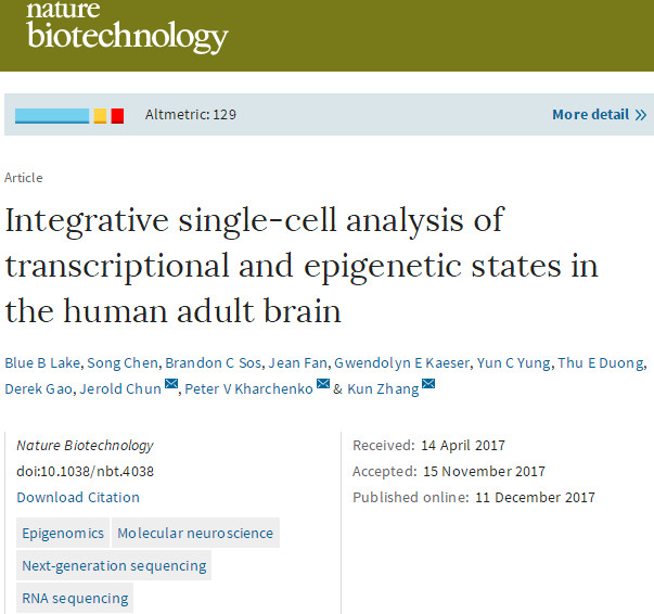 Nat Biotechnol：单细胞<font color="red">测序</font>明确35种神经细胞，明确诱发痴呆因素！