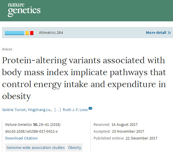 Nat Genet：涵盖<font color="red">70</font>万人迄今为止最大规模研究 科学家探寻诱发肥胖的基因