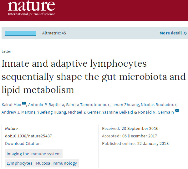 Nature：免疫反应如何确定肠道菌群和人体内代谢之间的稳态