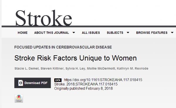 Stroke：科学家们发现女性特有的中风风险<font color="red">因子</font>