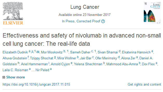 Lung Cancer：纳武单抗治疗NSCLC的疗效和安全性：真实世界研究