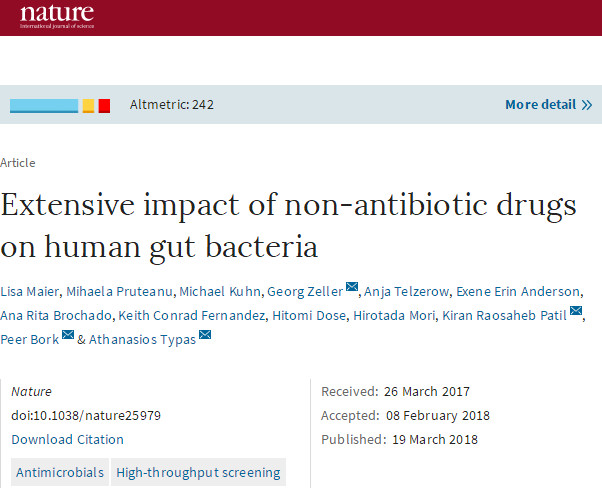 Nature：惊了！四分之一常用药会影响肠道菌群，哪怕它们不是抗生素
