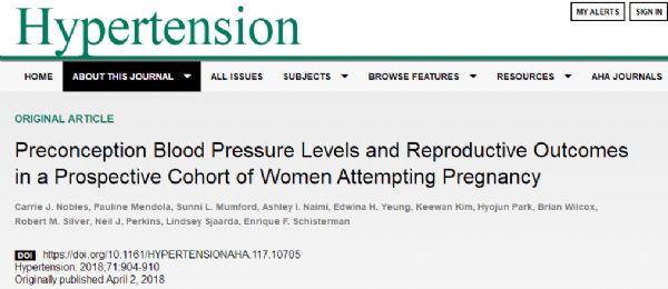 Hypertension：美国研究称，孕前和孕早期血压升高与<font color="red">反复</font><font color="red">流产</font>有关