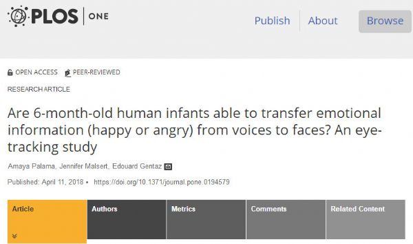 PLos One：六个月大的婴儿已经可以区分不同的情绪