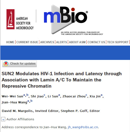 MBio：发现调控<font color="red">HIV</font>潜伏的重要宿主蛋白