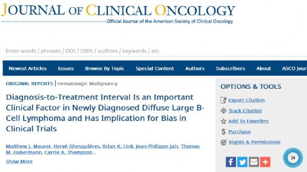 J Clin Oncol：奥秘皆在细微处：诊断治疗间期与新诊断弥漫大B细胞淋巴瘤预后相关