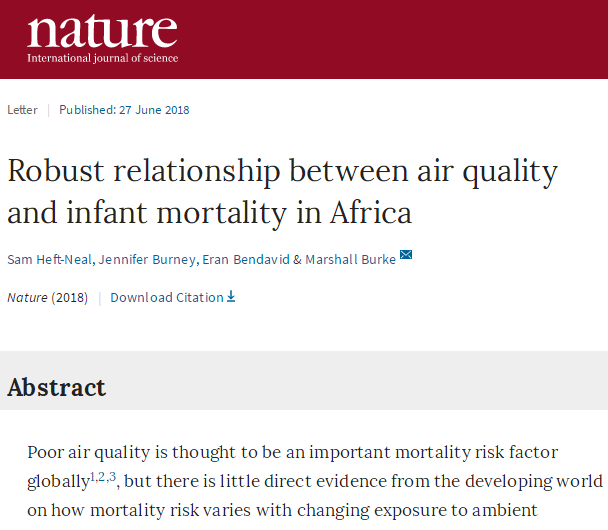 Nature：科学家发现空气中PM2.5浓度与新生儿死亡率密切相关