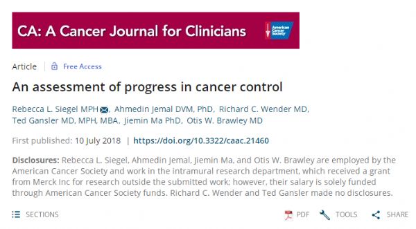 CA Cancer J Clin：85年癌症大数据来袭！抗癌路，我们走了多远？