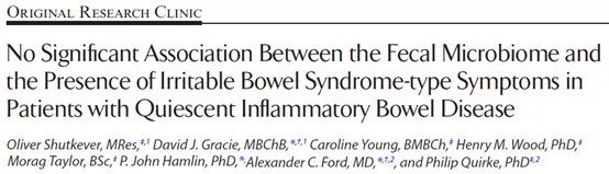 Inflamm Bowel Dis：缓解期<font color="red">炎症性</font><font color="red">肠</font>病患者<font color="red">的</font>腹痛、腹泻症状可能与肠道微生物无关