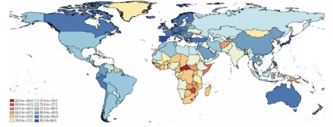 Lancet：2040年全球预期<font color="red">寿命</font><font color="red">预测</font>地图（含中国数据）