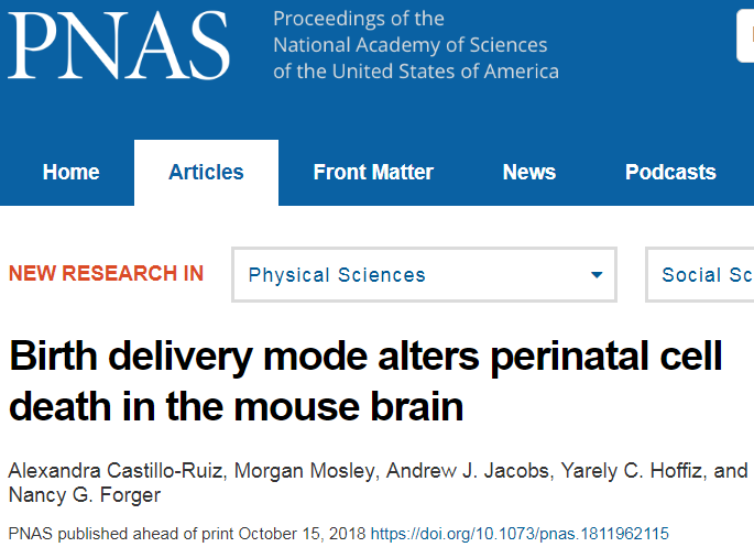PNAS：顺产vs剖腹产？出生模式影响脑发育和行为