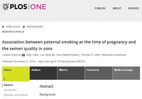 Plos One：准爸爸吸烟，儿子精子数量会减半！