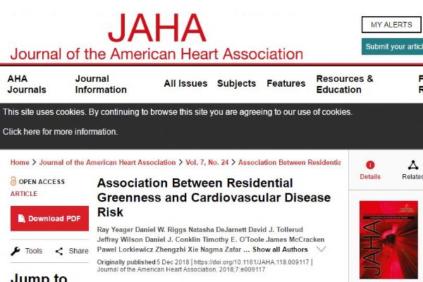 JAHA：美研究者称，居民区绿化越好，心脏病和中风风险越低