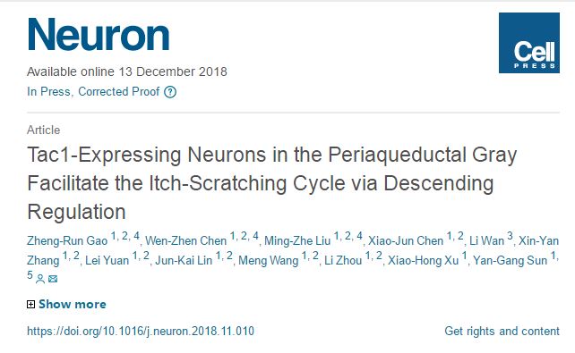 Neuron：研究发现脑内痒觉调控神经元