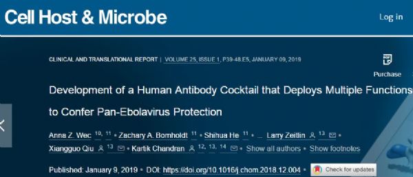 Cell Host Microbe：“鸡尾酒式”新药可对抗所有已知埃博拉病毒