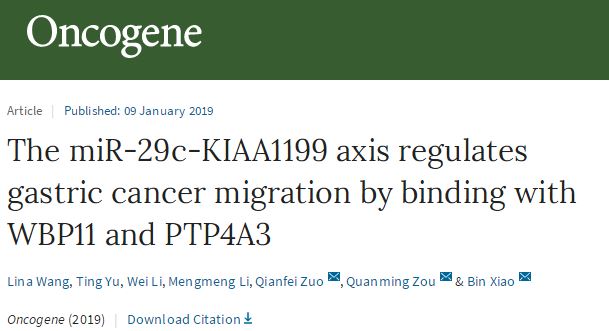 Oncogene：鉴定出非编码RNA调控的新促癌基因
