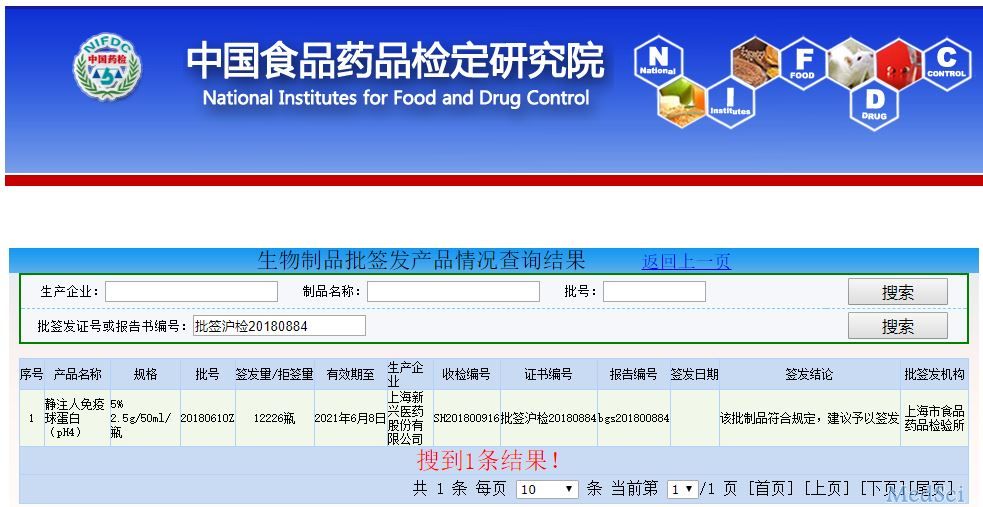 上海新兴生产的人<font color="red">免疫球蛋白</font>因艾滋病抗体呈阳性被停用