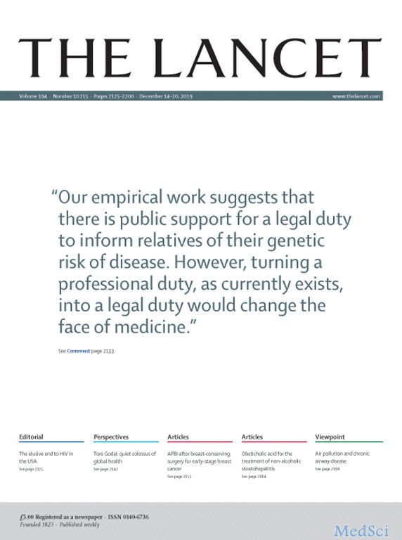 【盘点】2019年12月14日<font color="red">Lancet</font>研究精选