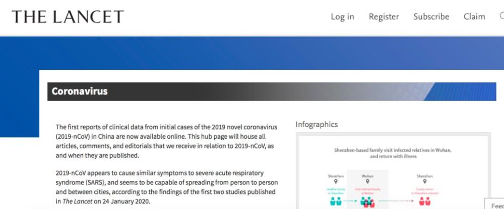 Lancet：<font color="red">8</font>篇新型冠状<font color="red">病毒</font>肺炎相关文章火速发表