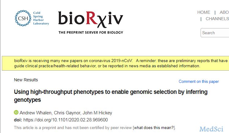 利用<font color="red">高通量</font>表型推断基因型进行基因组选择